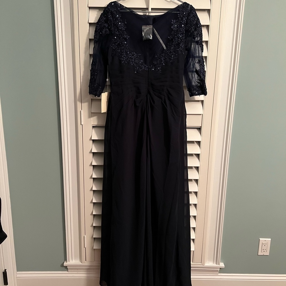 Sophisticated Long Sleeve Navy Dress - Picture 4 of 8